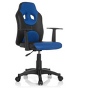 Sedia girevole per bambini KID GAME AL in nero-blu con due braccioli e rotelle di hjh OFFICE