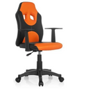 Sedia girevole per bambini KID GAME AL in nero-arancione con braccioli e ruote di hjh OFFICE
