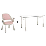Set sedia per bambini KID GRO SET con sedia rosa e scrivania bianca su gambe grigio chiaro di hjh OFFICE