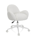 Sedia girevole per bambini KID TEDDY I bianca con rivestimento soffice e cinque rotelle di hjh OFFICE