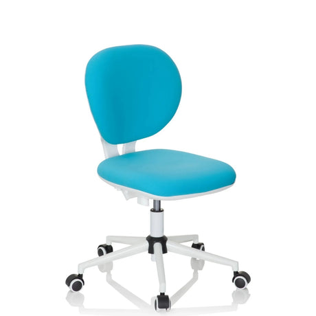 Sedia girevole per bambini KID VIVO color turchese con base bianca e cinque ruote di hjh OFFICE