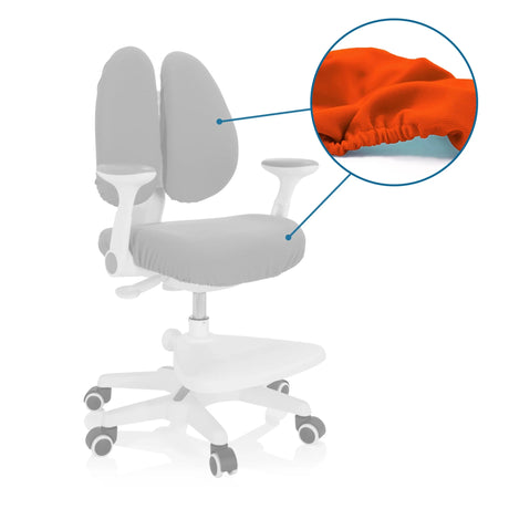 Accessori KID WING COVER come set di coperture di ricambio arancioni in tre parti per una sedia da ufficio di hjh OFFICE