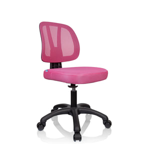 Sedia girevole per bambini KID YU 200 rosa con rivestimento in rete e base a stella nera con ruote di hjh OFFICE