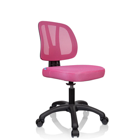Sedia girevole per bambini KID YU 200 rosa con rivestimento in rete e base a stella nera con ruote di hjh OFFICE