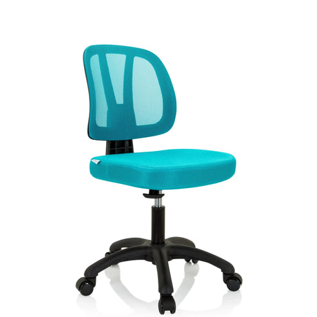 Sedia girevole per bambini KID YU 200 turchese con schienale in rete e base nera di hjh OFFICE