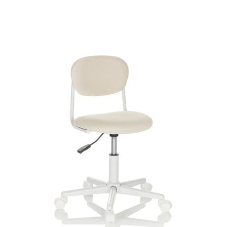 Sedia girevole per bambini KIDDY BASE I beige con seduta imbottita e base bianca di hjh OFFICE