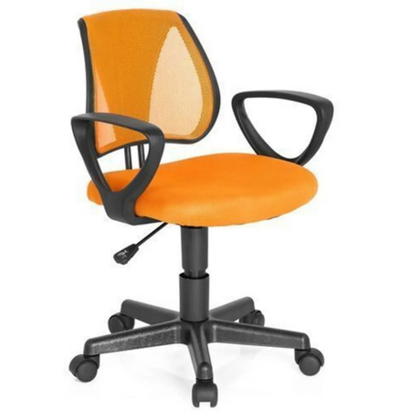 Sedia girevole per bambini KIDDY CD in arancione con schienale in rete e braccioli neri di hjh OFFICE