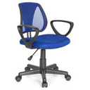 Sedia girevole per bambini KIDDY CD blu scuro con schienale in rete e braccioli neri di hjh OFFICE
