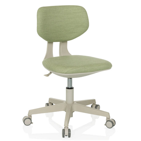 Sedia girevole per bambini KIDDY CLASSIC con rivestimento in tessuto verde e struttura beige su ruote di hjh OFFICE