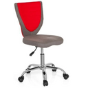 Sedia girevole per bambini KIDDY COMFORT in grigio e rosso con base in metallo lucido e rotelle di hjh OFFICE