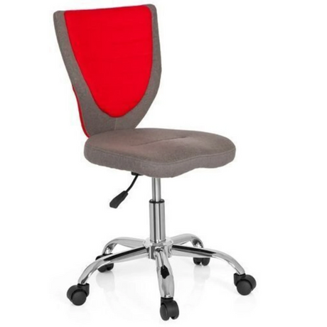 Sedia girevole per bambini KIDDY COMFORT in grigio e rosso con base in metallo lucido e rotelle di hjh OFFICE