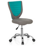 Sedia girevole per bambini KIDDY COMFORT grigia con accento turchese sullo schienale e base lucida di hjh OFFICE