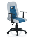 Sedia girevole per bambini KIDDY EXTRA in grigio e blu con braccioli e rotelle neri di hjh OFFICE