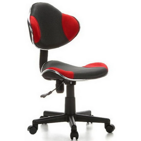 Sedia girevole per bambini KIDDY GTI-2 grigio-rossa con rivestimento in rete e base a rotelle di hjh OFFICE