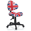 Sedia girevole per bambini KIDDY GTI-2 con motivo Union Jack in blu, rosso e bianco di hjh OFFICE