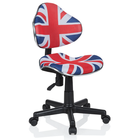 Sedia girevole per bambini KIDDY GTI-2 con motivo Union Jack in blu, rosso e bianco di hjh OFFICE