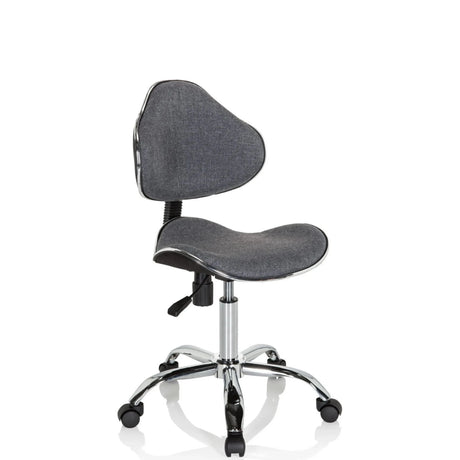 Sedia girevole per bambini KIDDY GTI-3 grigia con rivestimento in tessuto e struttura cromata lucida di hjh OFFICE