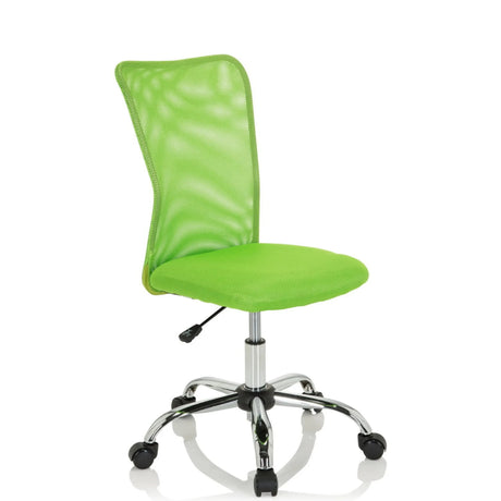 Sedia girevole per bambini KIDDY NET I con rivestimento in rete verde e base a stella cromata di hjh OFFICE