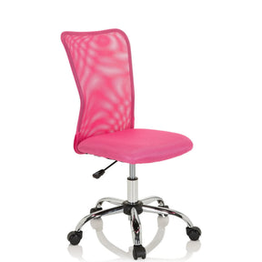 Sedia girevole per bambini KIDDY NET I rosa con schienale in rete e base lucida di hjh OFFICE