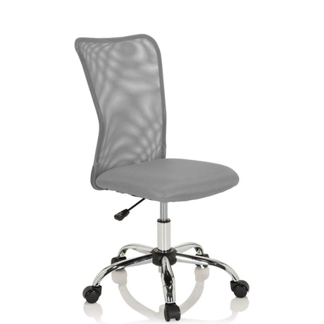 Sedia girevole per bambini KIDDY NET I grigia con rivestimento in rete e base in metallo lucido di hjh OFFICE