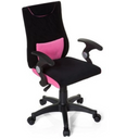 Sedia girevole per bambini KIDDY PRO AL in nero-rosa con braccioli e ruote di hjh OFFICE