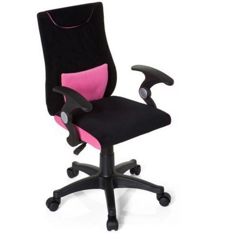 Sedia girevole per bambini KIDDY PRO AL in nero-rosa con braccioli e ruote di hjh OFFICE