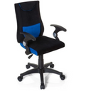 Sedia girevole per bambini KIDDY PRO AL in nero e blu con braccioli e ruote di hjh OFFICE