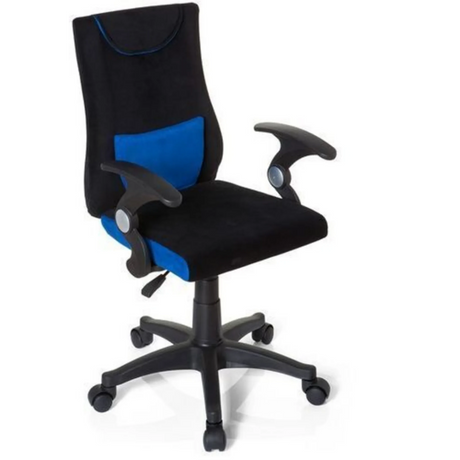 Sedia girevole per bambini KIDDY PRO AL in nero e blu con braccioli e ruote di hjh OFFICE