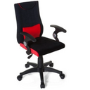Sedia girevole per bambini KIDDY PRO AL in nero e rosso con braccioli e base a ruote di hjh OFFICE