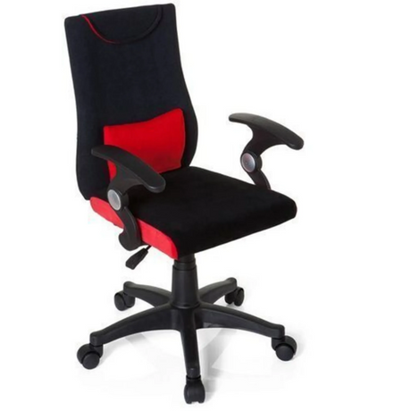 Sedia girevole per bambini KIDDY PRO AL in nero e rosso con braccioli e base a ruote di hjh OFFICE