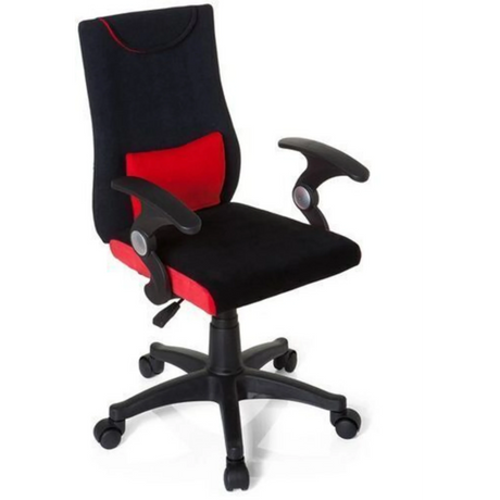 Kinderdrehstuhl KIDDY PRO AL in Schwarz und Rot mit Armlehnen und Rollenfußkreuz von hjh OFFICE
