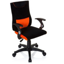 Sedia girevole per bambini KIDDY PRO AL in nero-arancione con braccioli e base a rotelle di hjh OFFICE