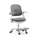 Sedia girevole per bambini Kiddy Smart Step in grigio chiaro con rivestimento in rete e un poggiapiedi integrato di hjh OFFICE