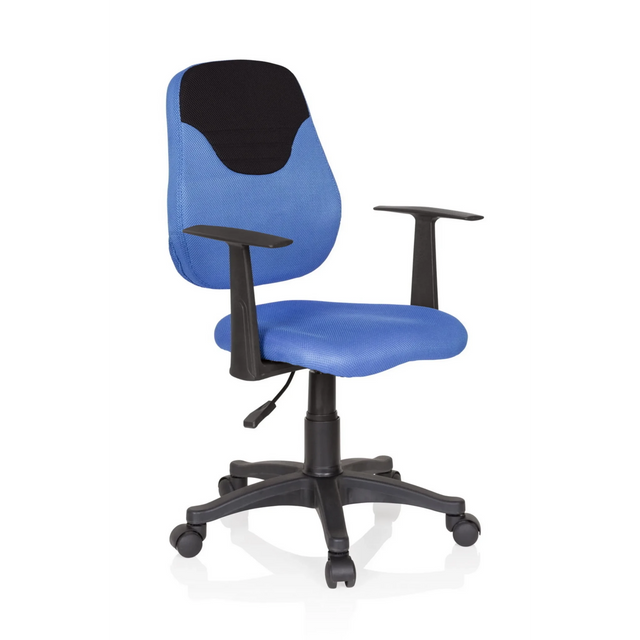 Sedia girevole per bambini KIDDY STYLE blu-nera con rivestimento in rete e braccioli di hjh OFFICE
