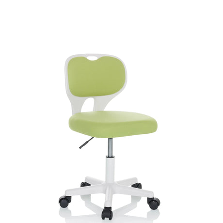 Sedia girevole per bambini KIDDY TOP W verde con struttura bianca e rotelle di hjh OFFICE