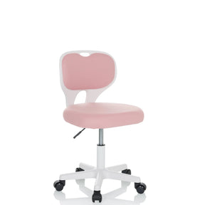 Sedia girevole per bambini KIDDY TOP W rosa con struttura bianca e cinque ruote di hjh OFFICE