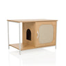 Cuccia per gatto KITTYHOME 1 in aspetto faggio con struttura in metallo bianco e zona notte integrata di hjh LIVING