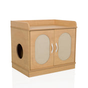 Cuccia per gatto KITTYHOME 2 in legno di faggio chiaro con due porte e aperture rotonde di hjh LIVING