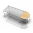 Scrivania KONTOR KA 60 in effetto acero con piano semicircolare e gambe argentate di hjh OFFICE PRO