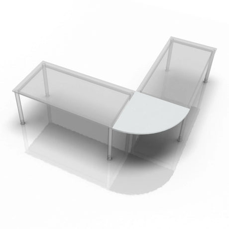 Scrivania grigia a L KONTOR KP 91 con un angolo arrotondato di hjh OFFICE PRO