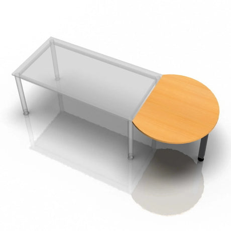 Tavolino LA60 G / LA80 G / LA160 G effetto faggio con piano semicircolare e struttura argento di hjh OFFICE PRO