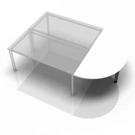Tavolino bianco LA60 G / LA80 G / LA160 G con piano semicircolare e gambe in metallo di hjh OFFICE PRO