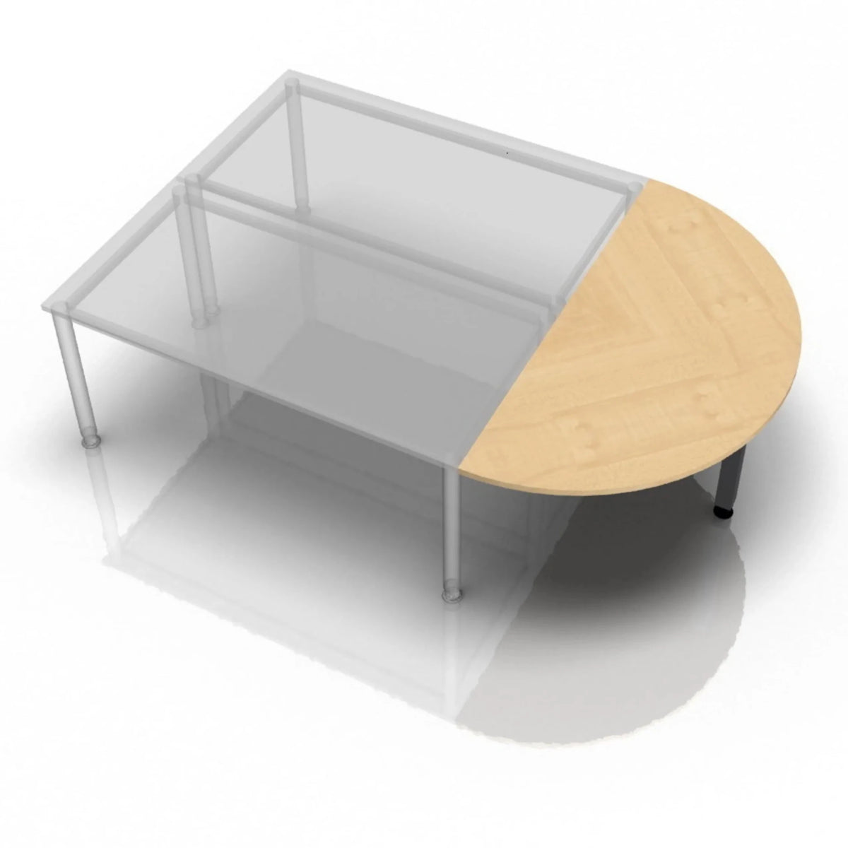 Tavolino LA60 G / LA80 G / LA160 G in effetto acero con piano semicircolare di hjh OFFICE PRO