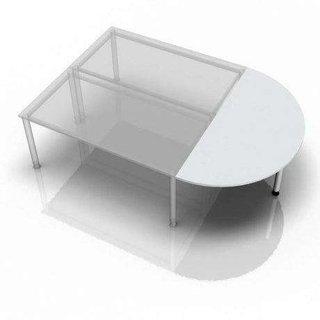 Tavolino grigio LA60 / LA80 / LA160 con piano semicircolare e quattro piedini di hjh OFFICE PRO