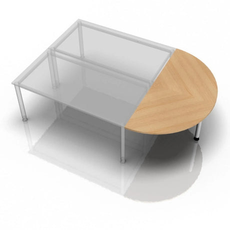 Tavolino LA60 / LA80 / LA160 in rovere con piano semicircolare e gambe argentate di hjh OFFICE PRO