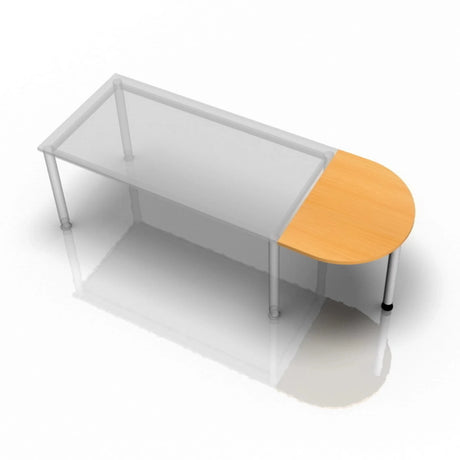 Tavolino LA60 / LA80 / LA160 con piano semicircolare color faggio e struttura bianca di hjh OFFICE PRO