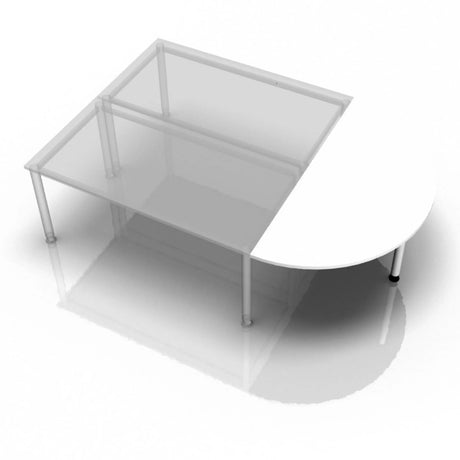 Tavolino bianco LA60 W / LA80 W / LA160 W con piano semicircolare e gambe in metallo di hjh OFFICE PRO