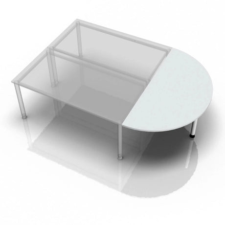 Tavolino grigio LA60 W / LA80 W / LA160 W con piano semicircolare di hjh OFFICE PRO