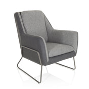 Poltrona imbottita LAGUN grigio chiaro con accenti grigio scuro e struttura in metallo grigio di hjh OFFICE