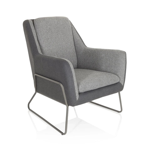 Poltrona imbottita LAGUN grigio chiaro con accenti grigio scuro e struttura in metallo grigio di hjh OFFICE